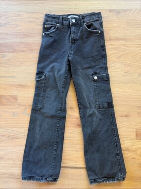 Zara Kids Cargo Jeans Washed Black Baggy Leg Size 11-12 152
